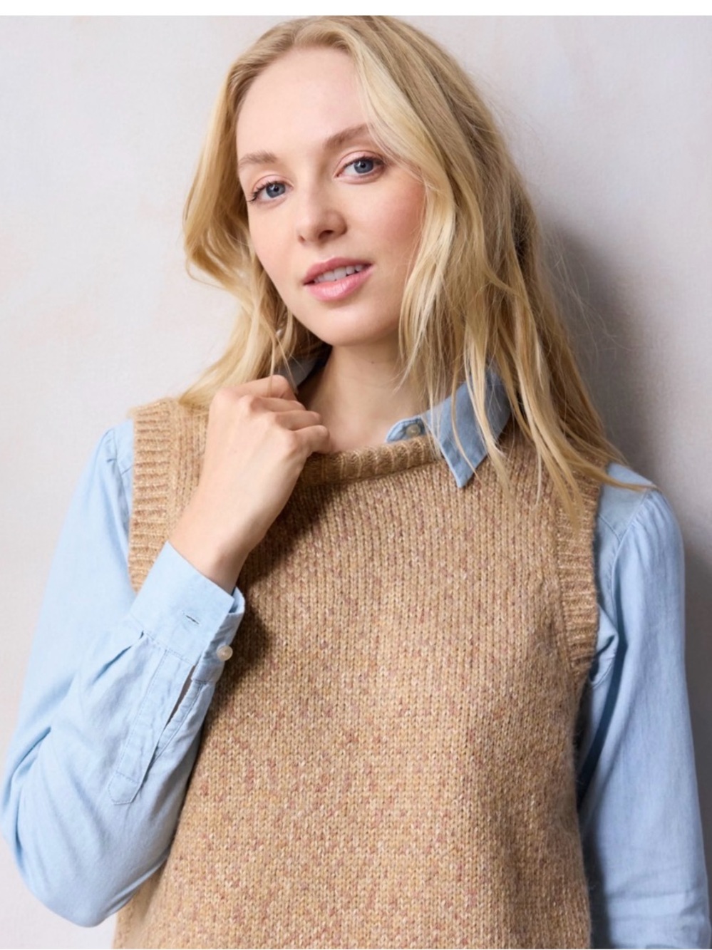 Lauren Conrad Sleeveless Knit Sweater Vest Size XXL Tan Brown